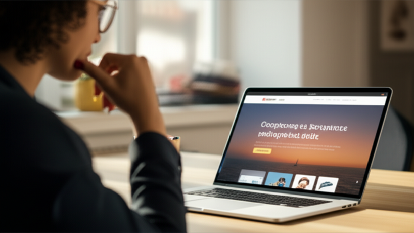 Personne regardant un site web sur un ordinateur portable