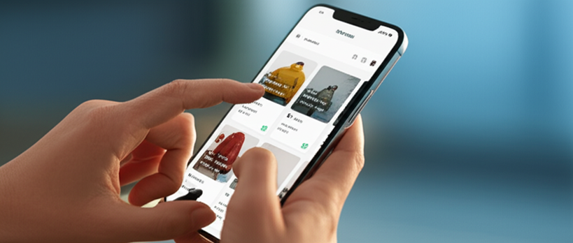 Personne utilisant un smartphone pour faire des achats en ligne