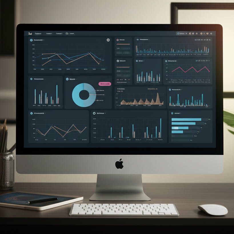 Tableau de bord d'analyse de données avec des graphiques
